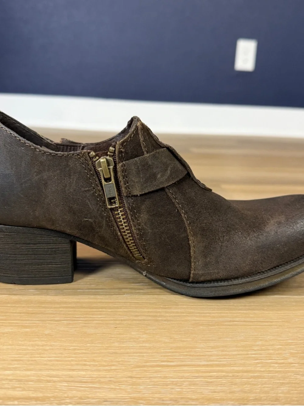 Born Brown Suede Ankle Booties with Buckle